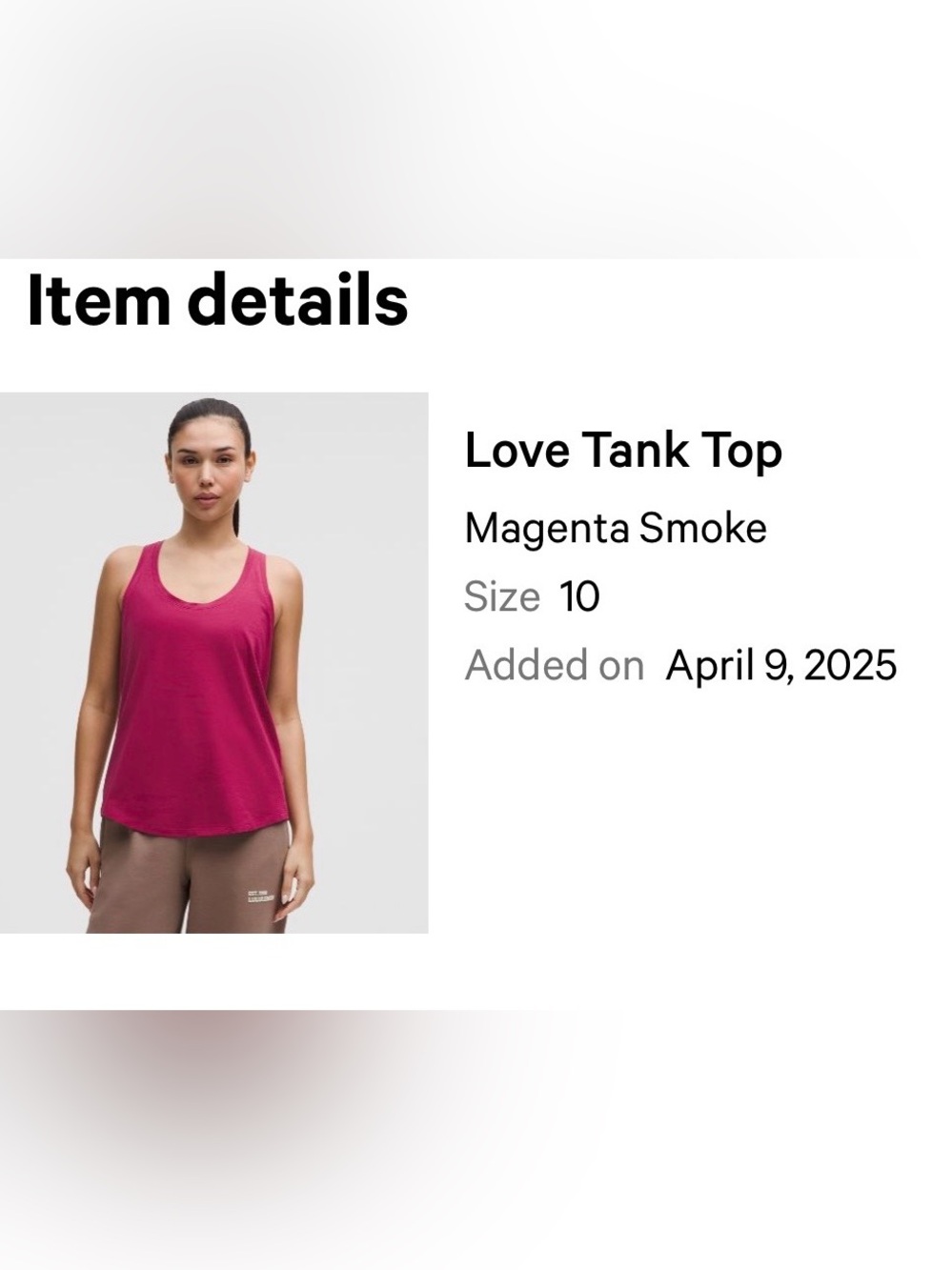 lululemon athletica Love Tank Top in Magenta Smoke